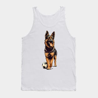 Ball Fetching Champion: German Shepherd with a Ball Tank Top